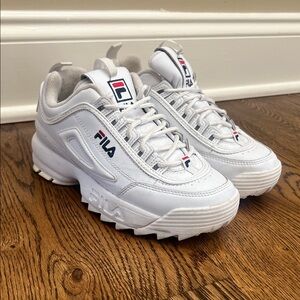 Fila White and Navy Chunky Sneakers